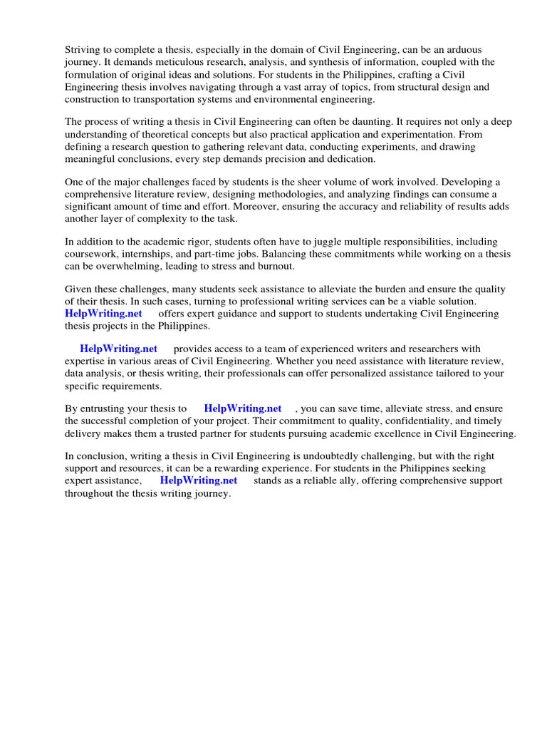 Civil Engineering Thesis Sample In The Philippines | PDF | Thesis ...