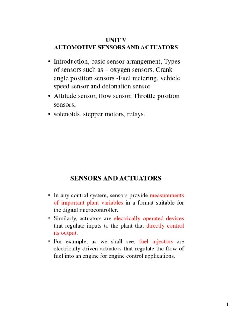 6.chapter Six - Sensors And Actuators | PDF | Throttle | Engines