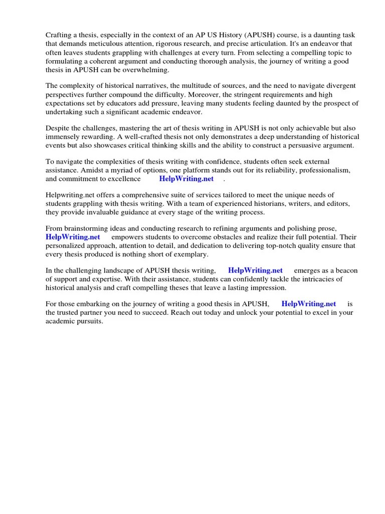 How To Write A Good Thesis Apush | PDF | Essays | Thesis