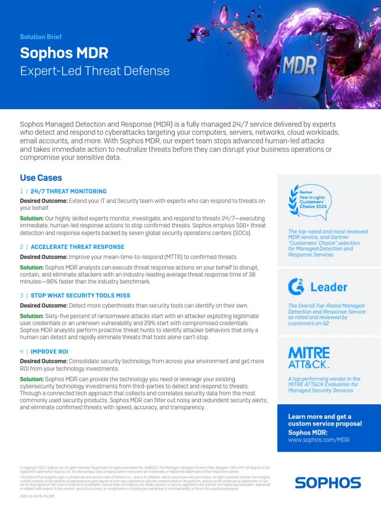 Sophos Managed Detection And Response SB | PDF | Computer Security ...