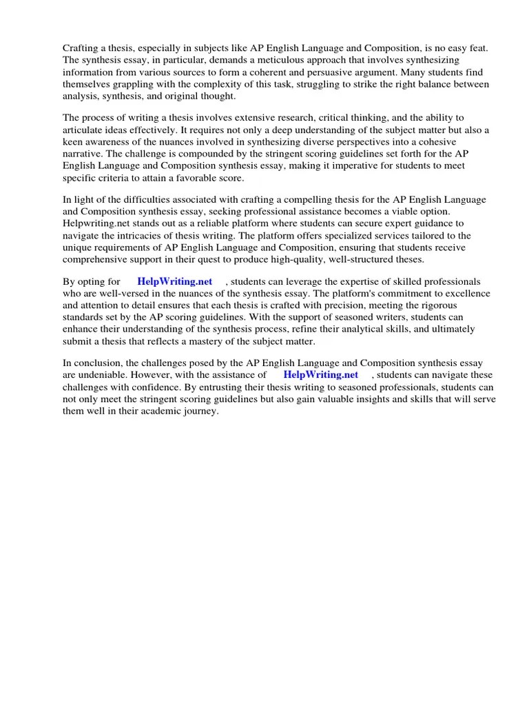 AP English Language And Composition Sample Scoring Guidelines For The ...