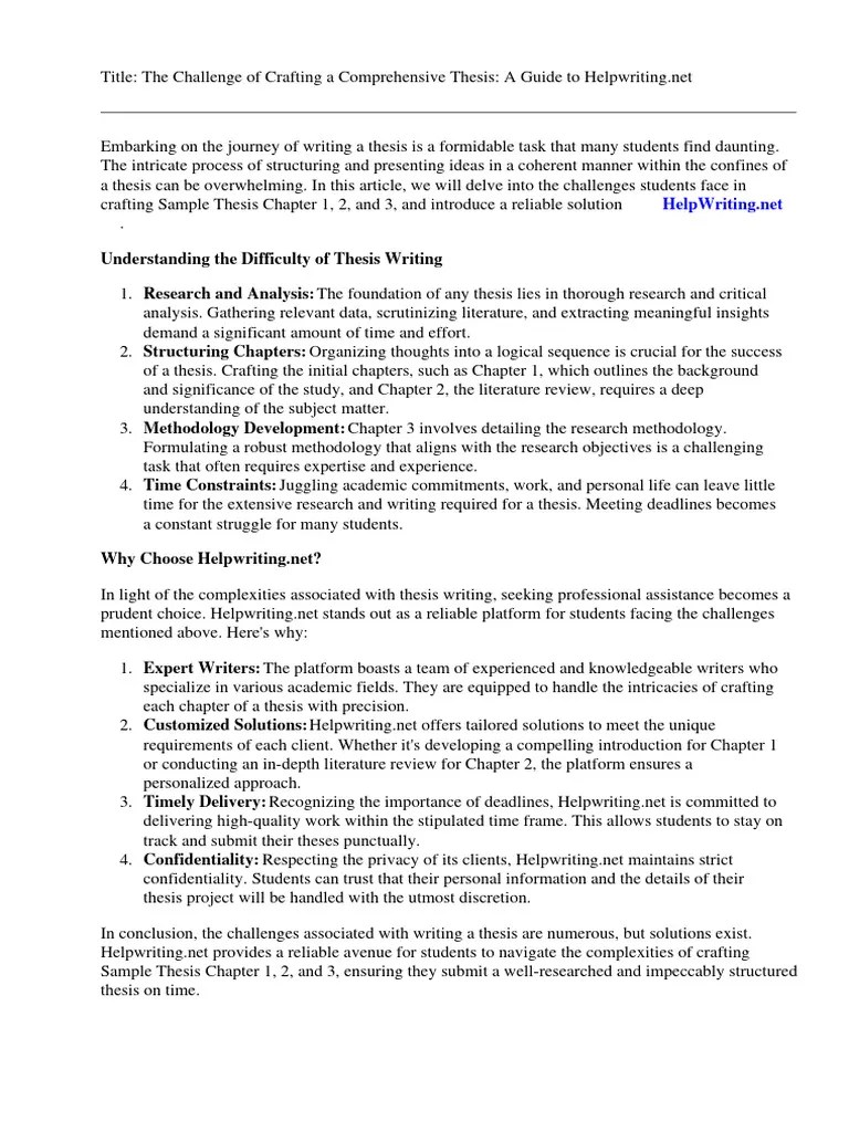 Sample Thesis Chapter 1 2 3 | PDF | Thesis | Methodology