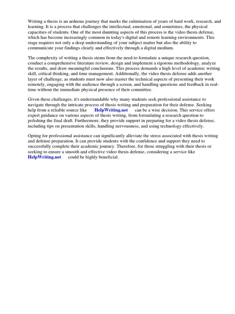 Video Thesis Defense | PDF | Thesis | Methodology