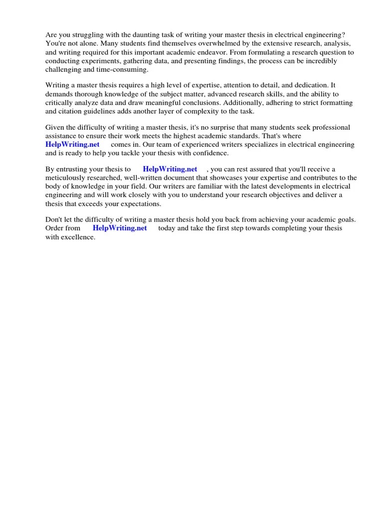 Master Thesis Electrical Engineering PDF | PDF | Engineering | Thesis