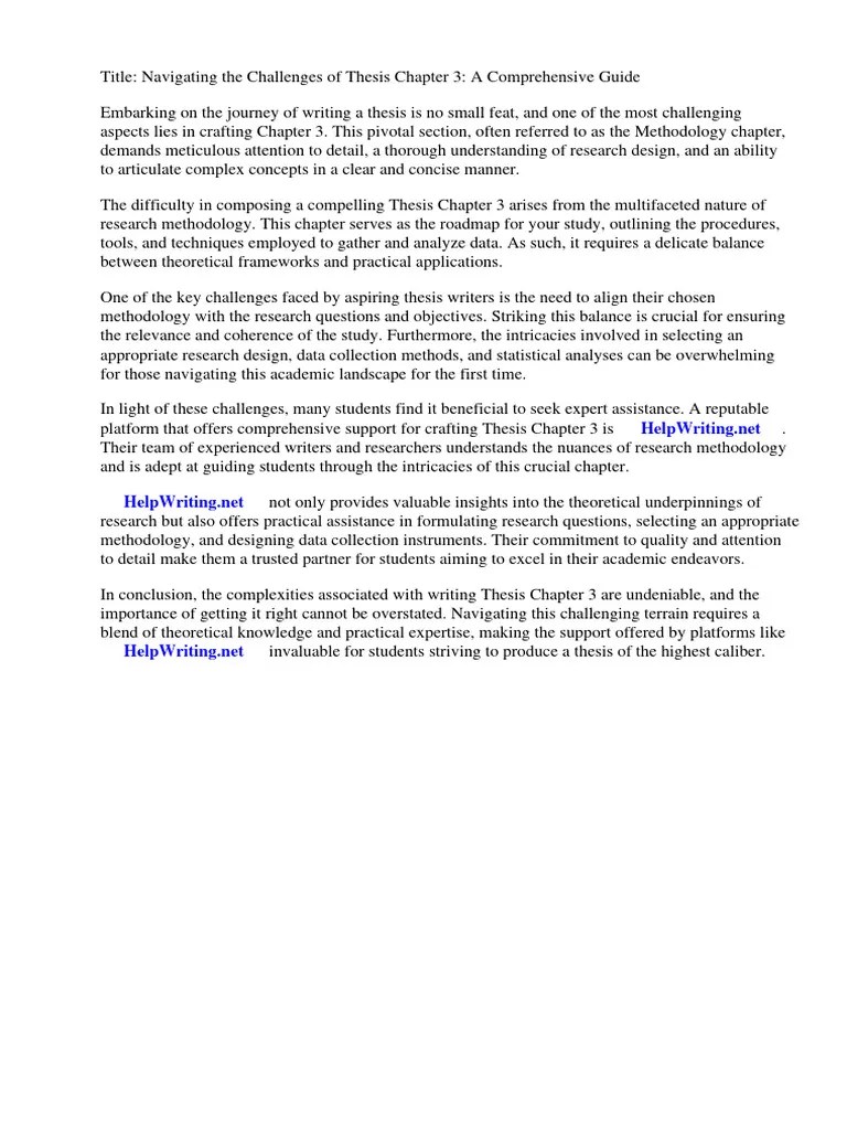 How To Write Thesis Chapter 3 | Download Free PDF | Methodology | Thesis