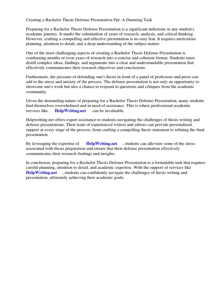 Bachelor Thesis Defense Presentation | PDF | Thesis | Microsoft Power Point