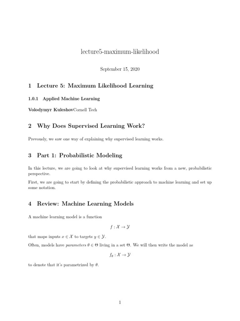 Lecture5 Maximum Likelihood | PDF | Bayesian Inference | Statistics