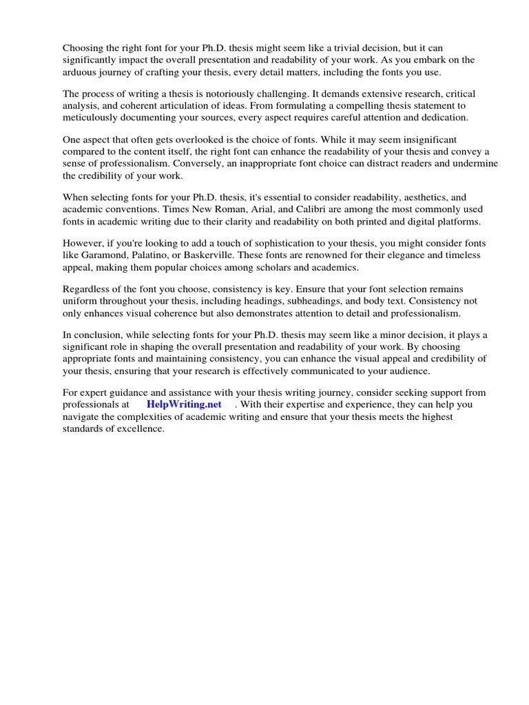 Good Fonts For PHD Thesis | PDF