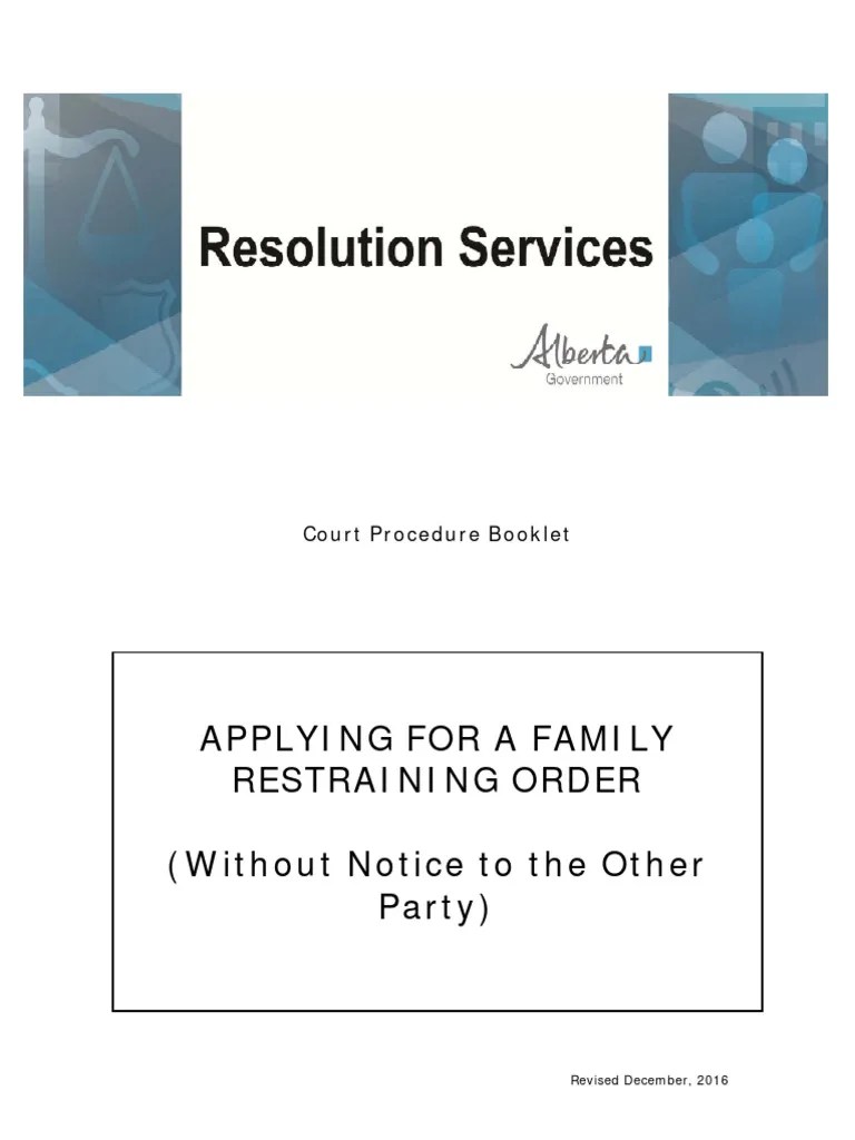 Rcas Applying For A Family Restraining Order Without Notice To The Other Party | PDF ...