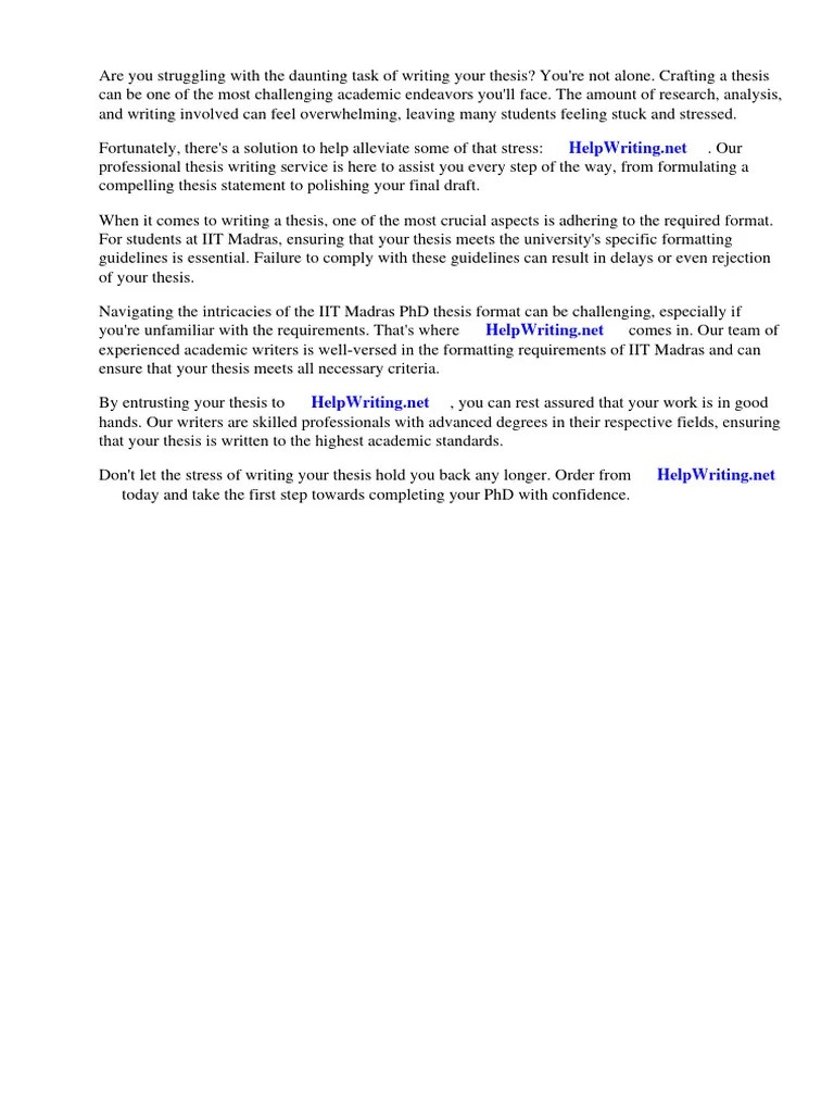 Iit Madras PHD Thesis Format | PDF | Thesis | Doctor Of Philosophy