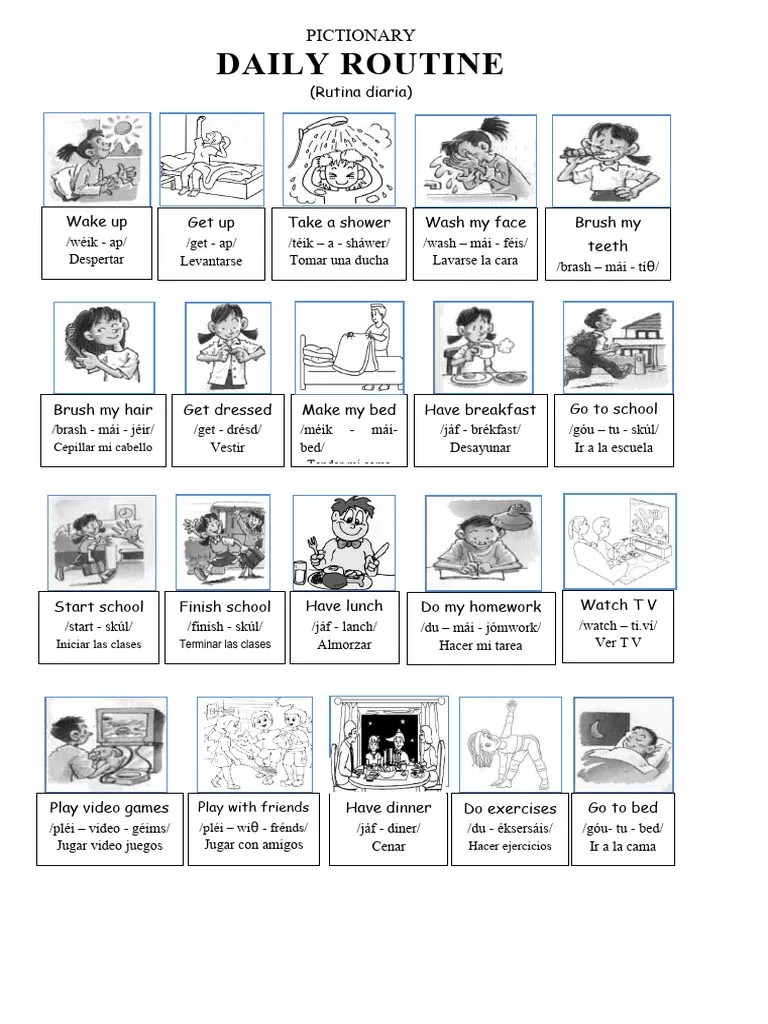 Pictionary About Daily Routine | PDF