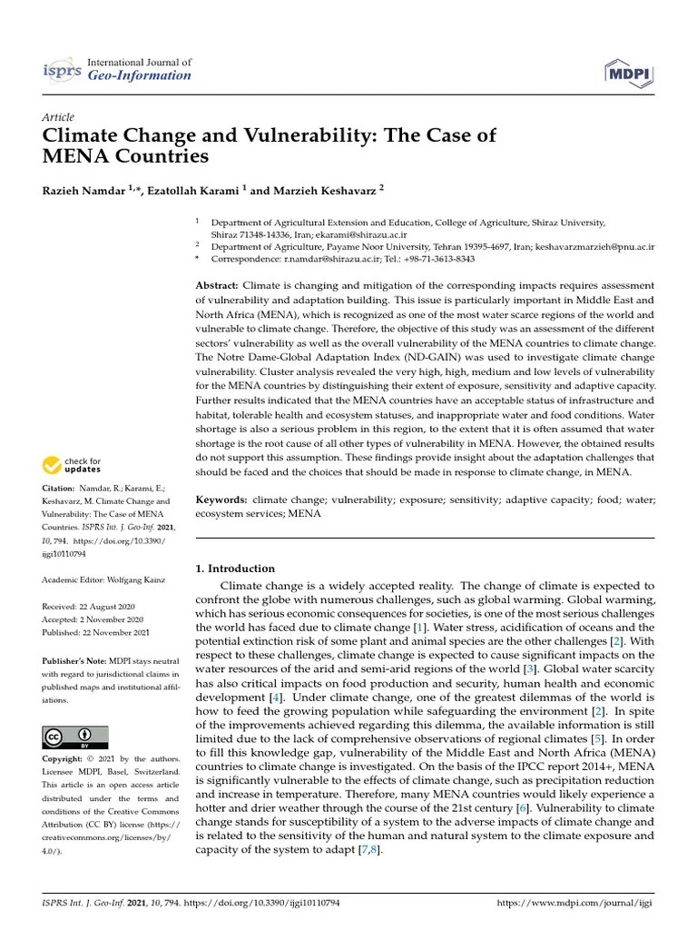 Climate Change And Vulnerability: The Case Of MENA Countries | PDF | Cluster Analysis | Agriculture