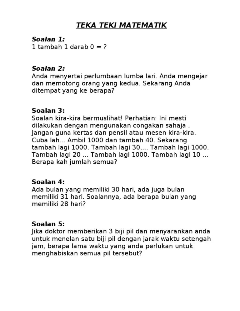 Teka Teki Matematik | PDF