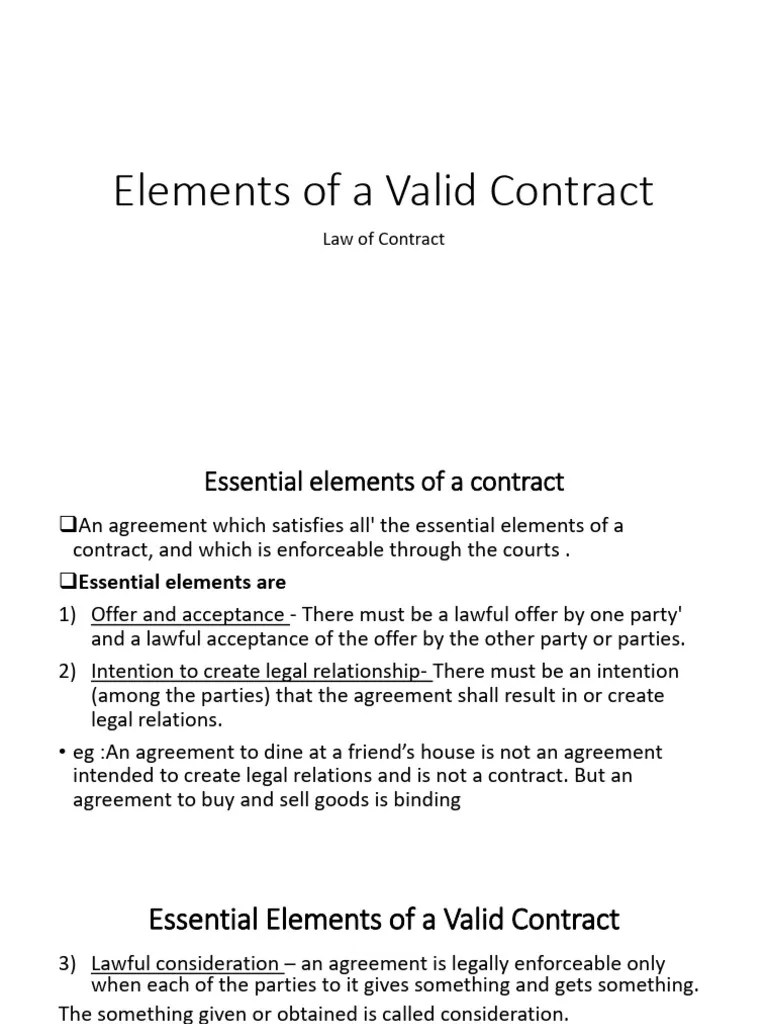 Elements Of A Valid Contract | PDF