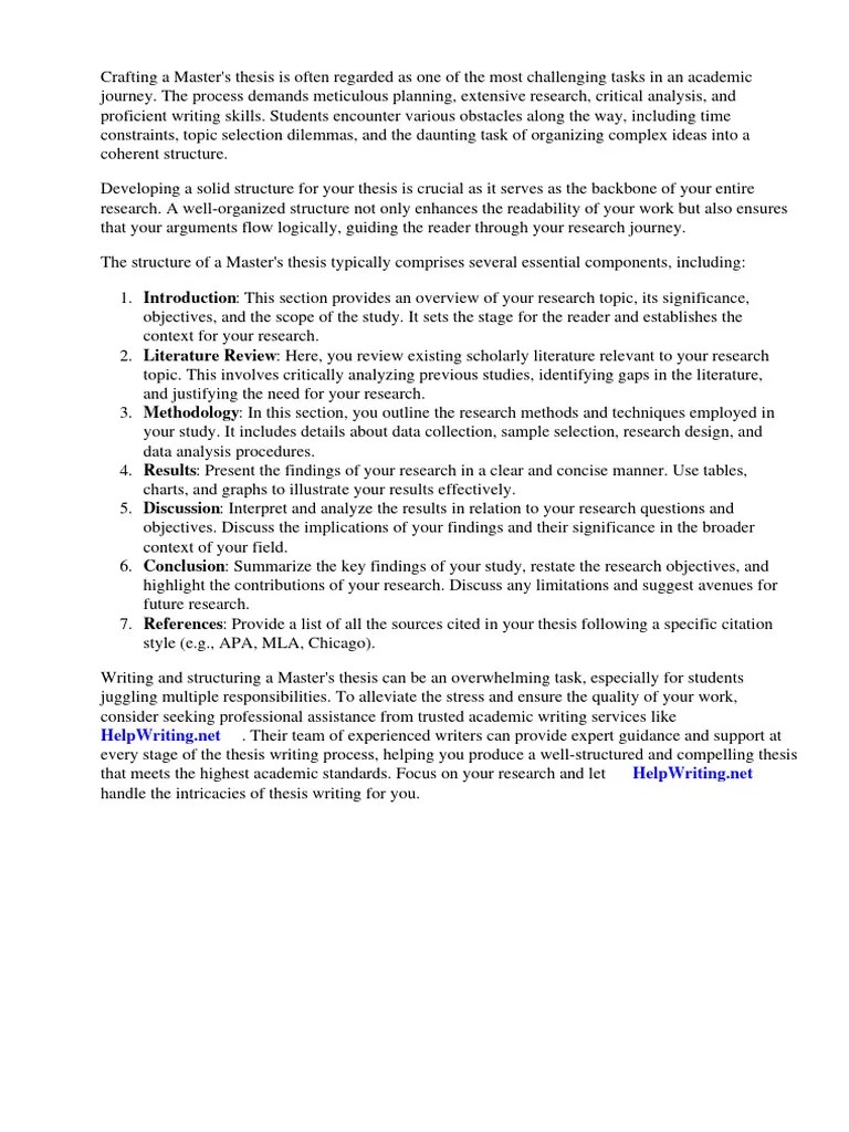 Writing Master Thesis Structure | Download Free PDF | Thesis | Essays