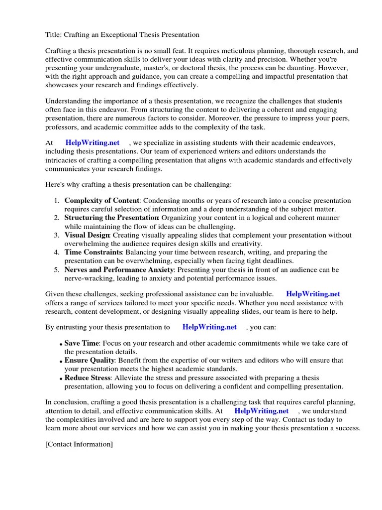 How To Make A Good Thesis Presentation | PDF