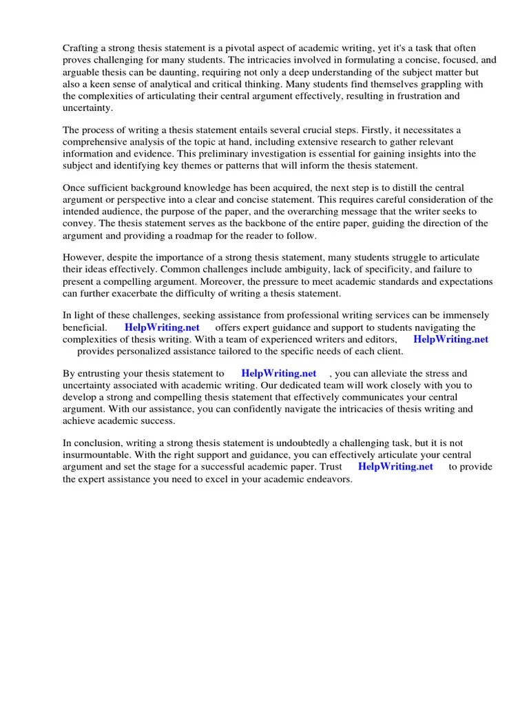 How To Write A Strong Thesis Statement | PDF | Essays | Thesis