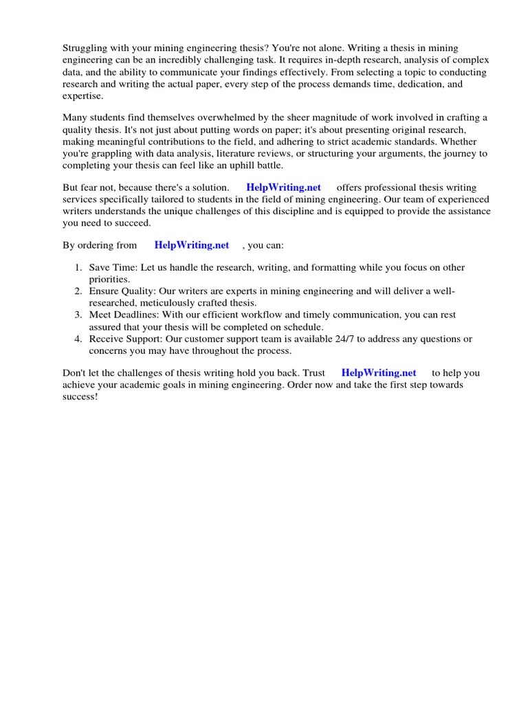 Thesis Mining Engineering | PDF