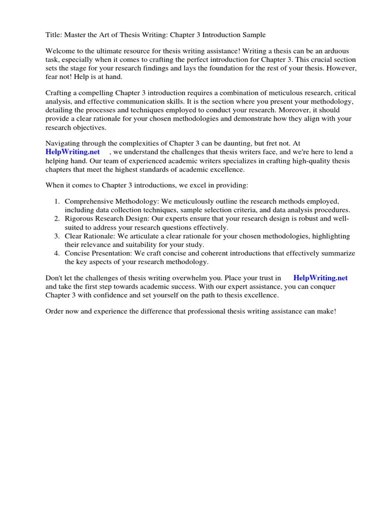 Chapter 3 Thesis Introduction Sample | PDF | Thesis | Methodology