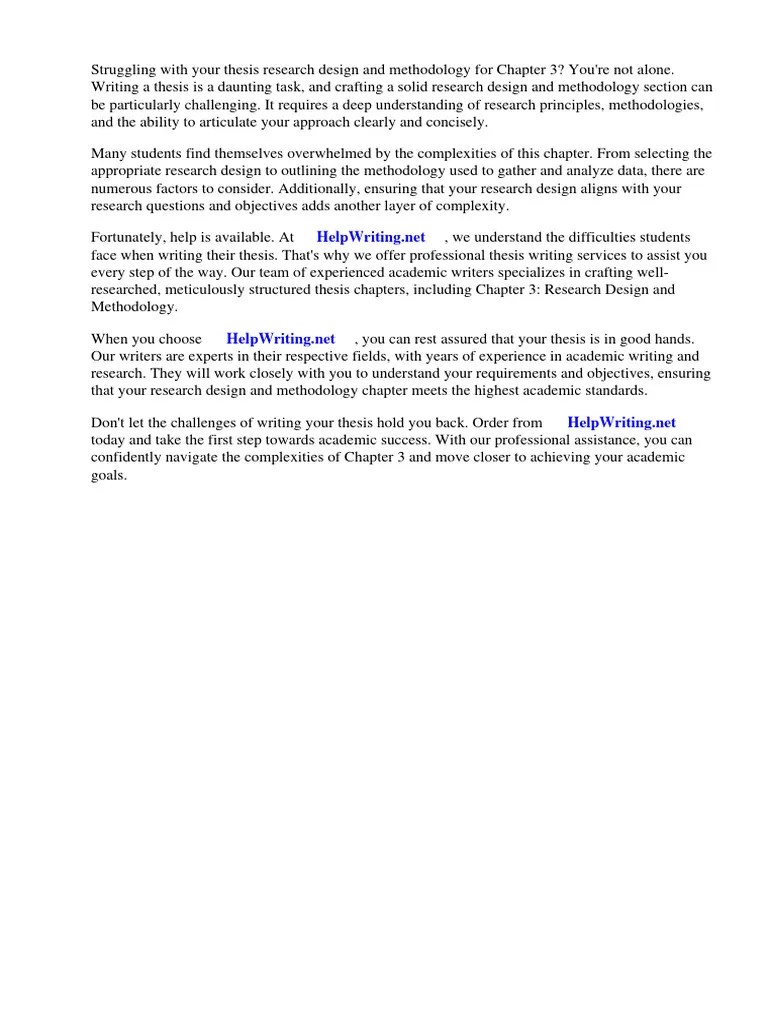 Chapter 3 Thesis Research Design And Methodology | PDF | Methodology ...