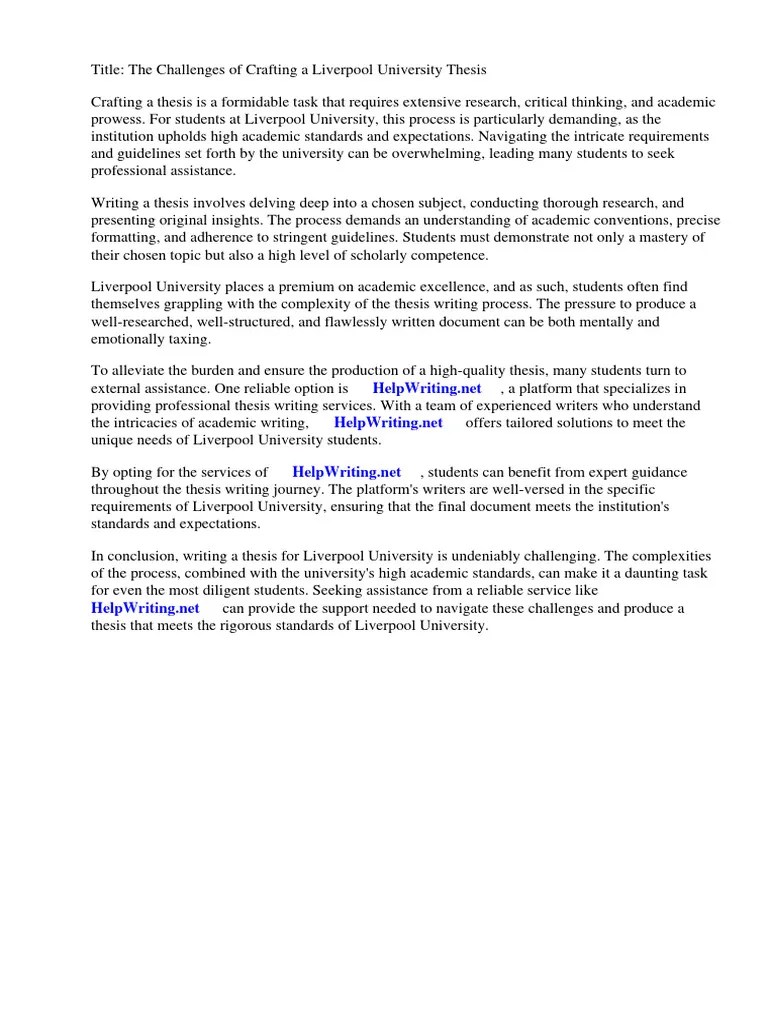 Liverpool University Thesis | PDF | Thesis