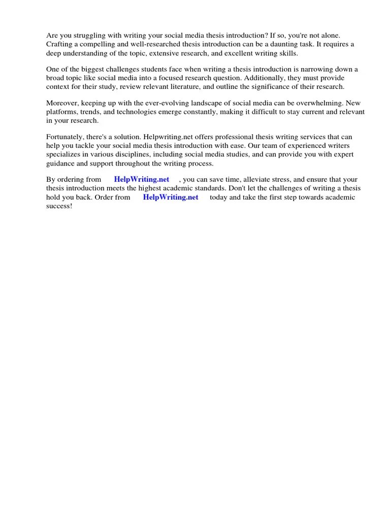 Social Media Thesis Introduction | PDF | Social Media | Popular Culture ...