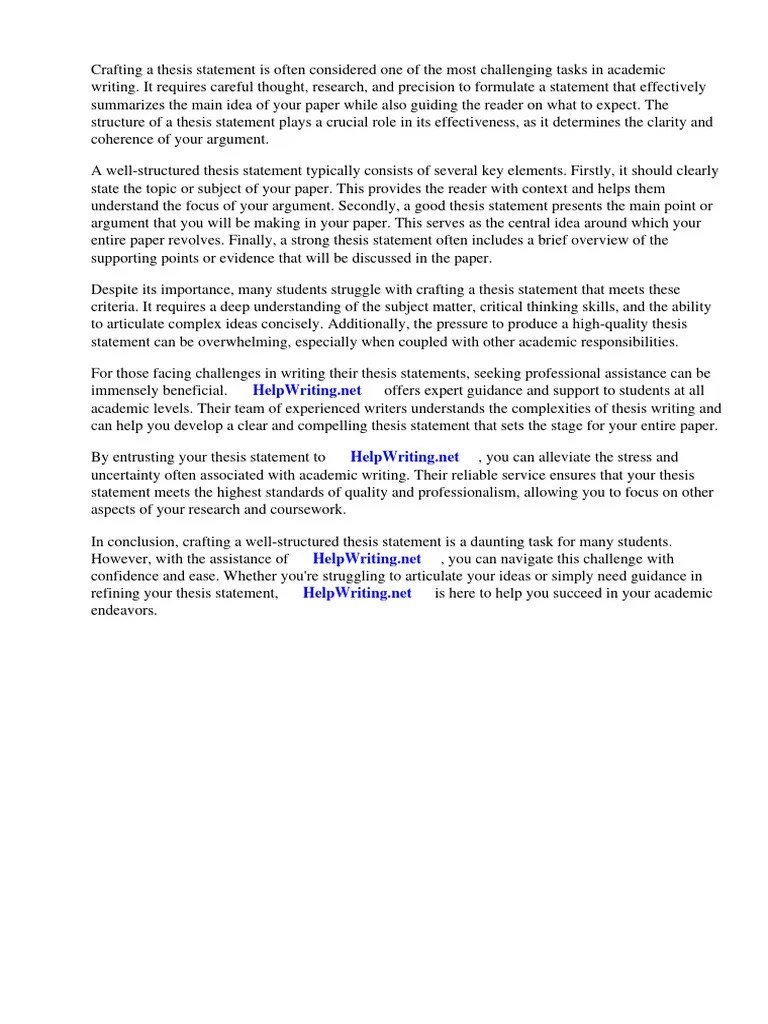 Thesis Statement Structure | PDF | Essays | Thesis