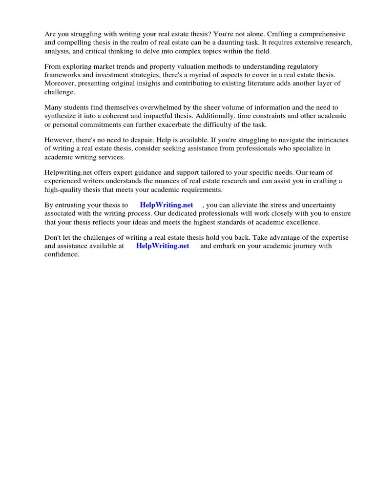 Real Estate Thesis Sample | PDF | Leasehold Estate | Real Estate Appraisal