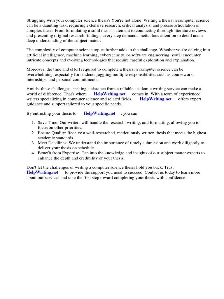 Computer Science Thesis Statement | PDF