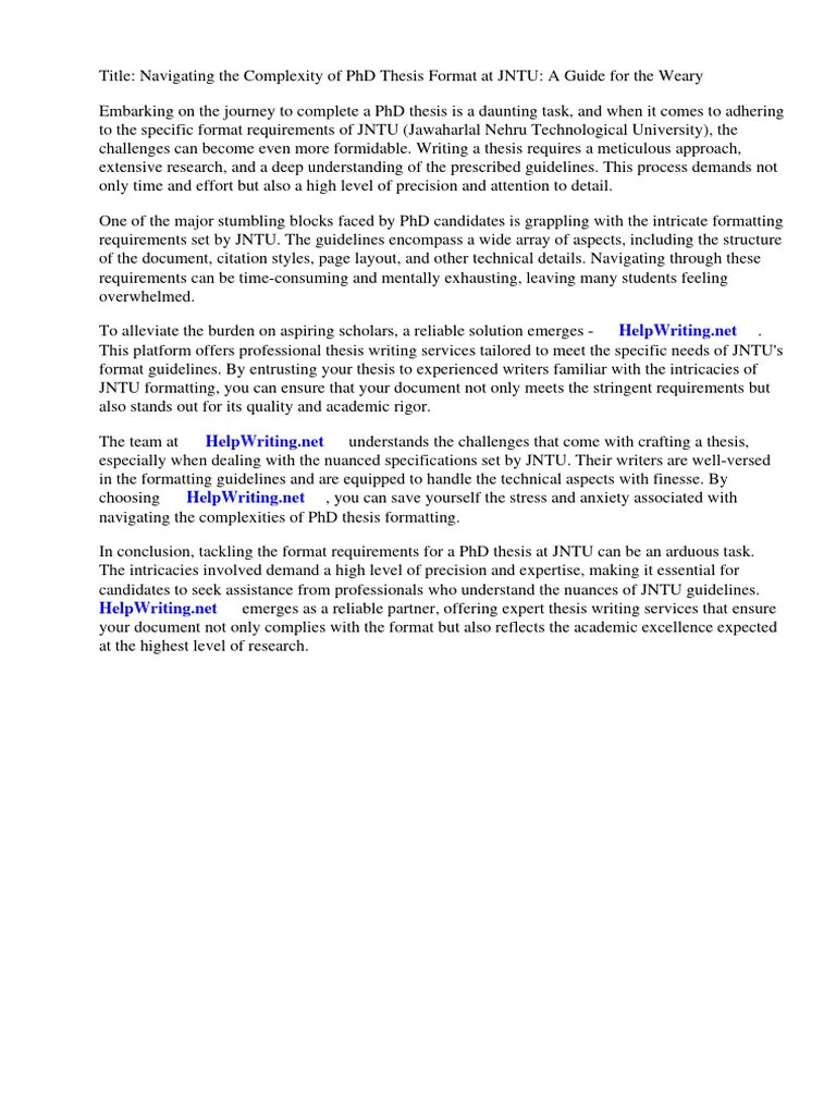 PHD Thesis Format Jntu | PDF | Thesis | Concrete