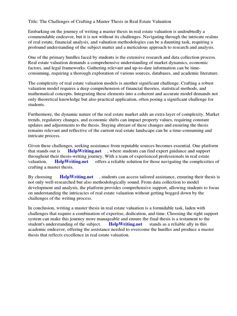 Master Thesis In Real Estate Valuation | PDF | Real Estate Appraisal ...