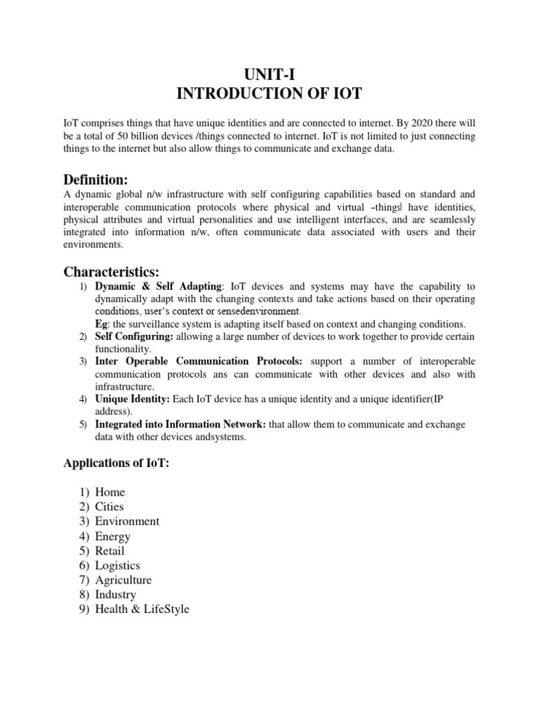 Iot Notes | PDF | Representational State Transfer | Transmission ...