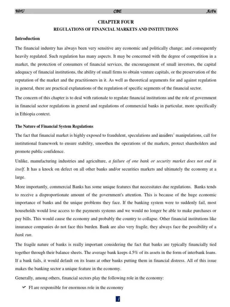 Ch4 Regulation Financial System Pdf Inflation Banks
