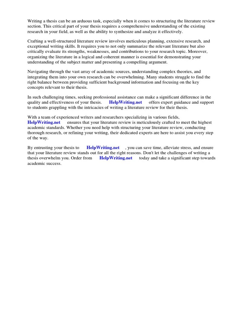 Literature Review Structure Thesis | PDF