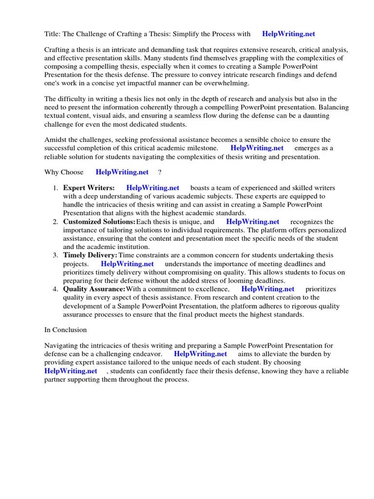 Sample Powerpoint Presentation-Thesis Defense | PDF | Microsoft Power Point | Thesis