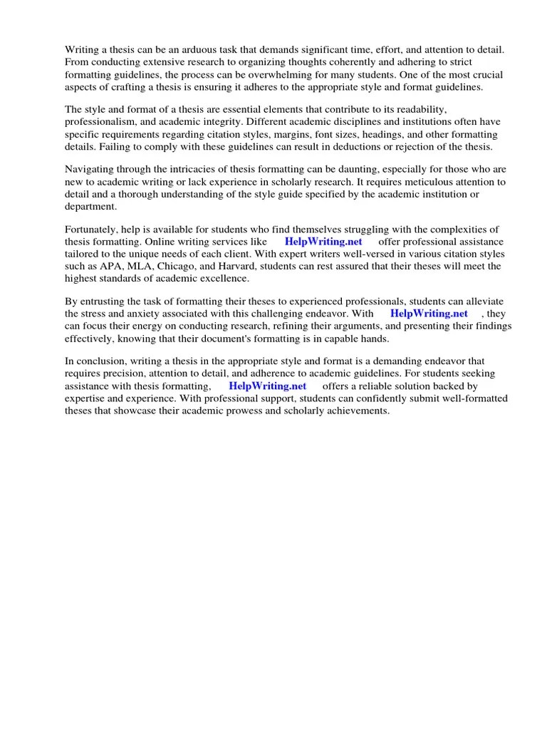 Thesis Style Format | PDF | Thesis | Apa Style