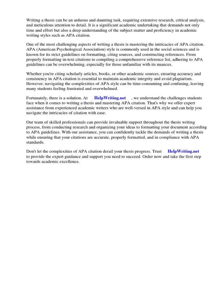 Apa Citation Master Thesis | PDF | Citation | Thesis
