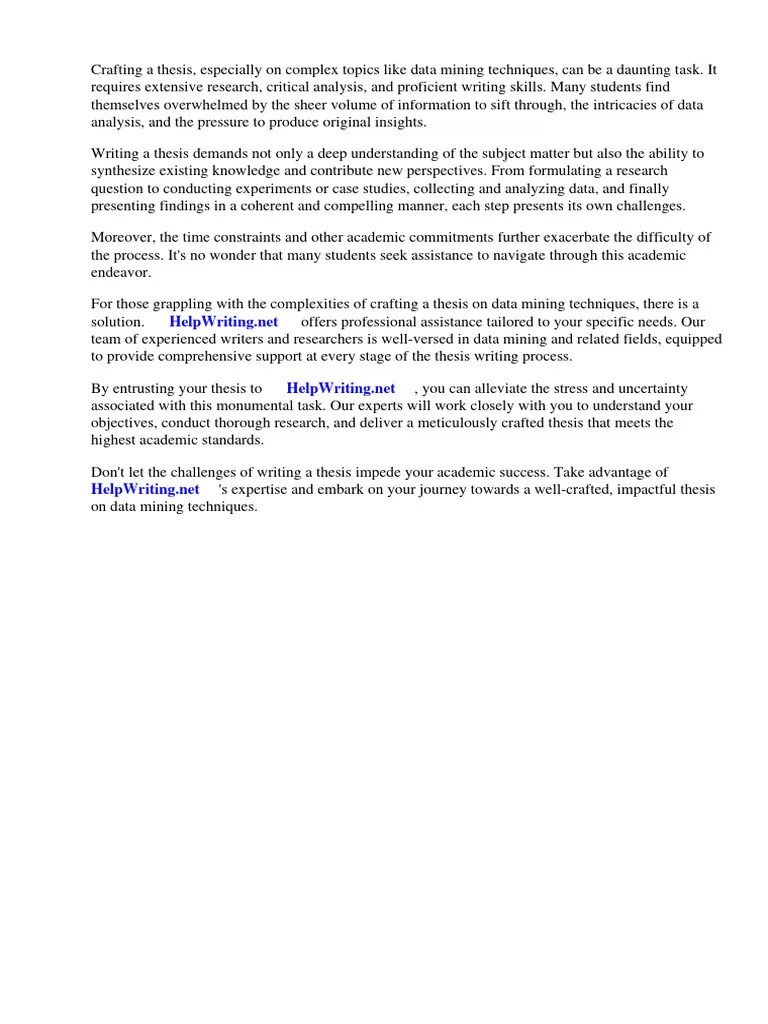 Data Mining Techniques Thesis PDF | PDF