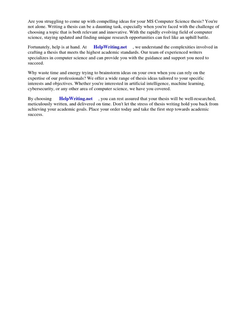 Ms Computer Science Thesis Ideas | PDF | Thesis | Artificial Intelligence