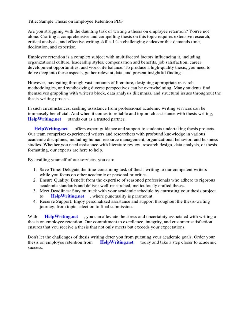 Sample Thesis On Employee Retention PDF | PDF | Employee Retention ...