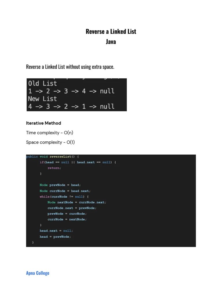 Reverse A Linked List | PDF