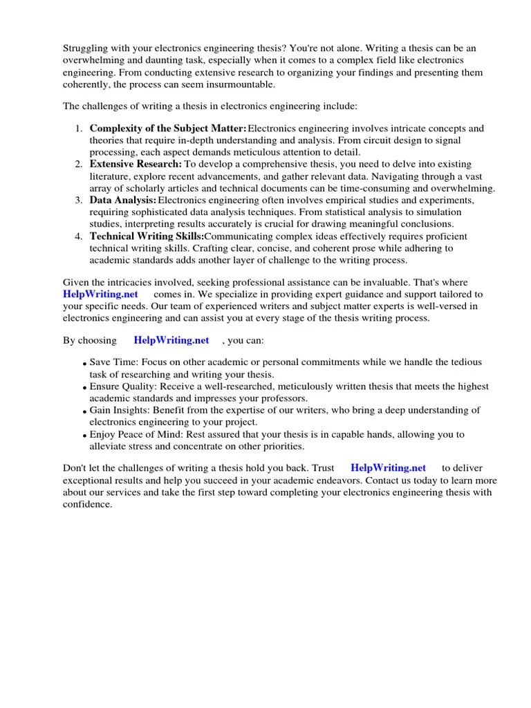 Thesis Example For Electronics Engineering | PDF | Electronics ...