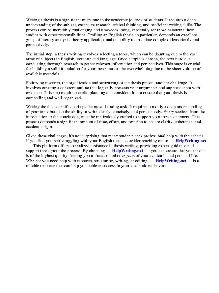 How To Write English Thesis | PDF | Essays | Thesis