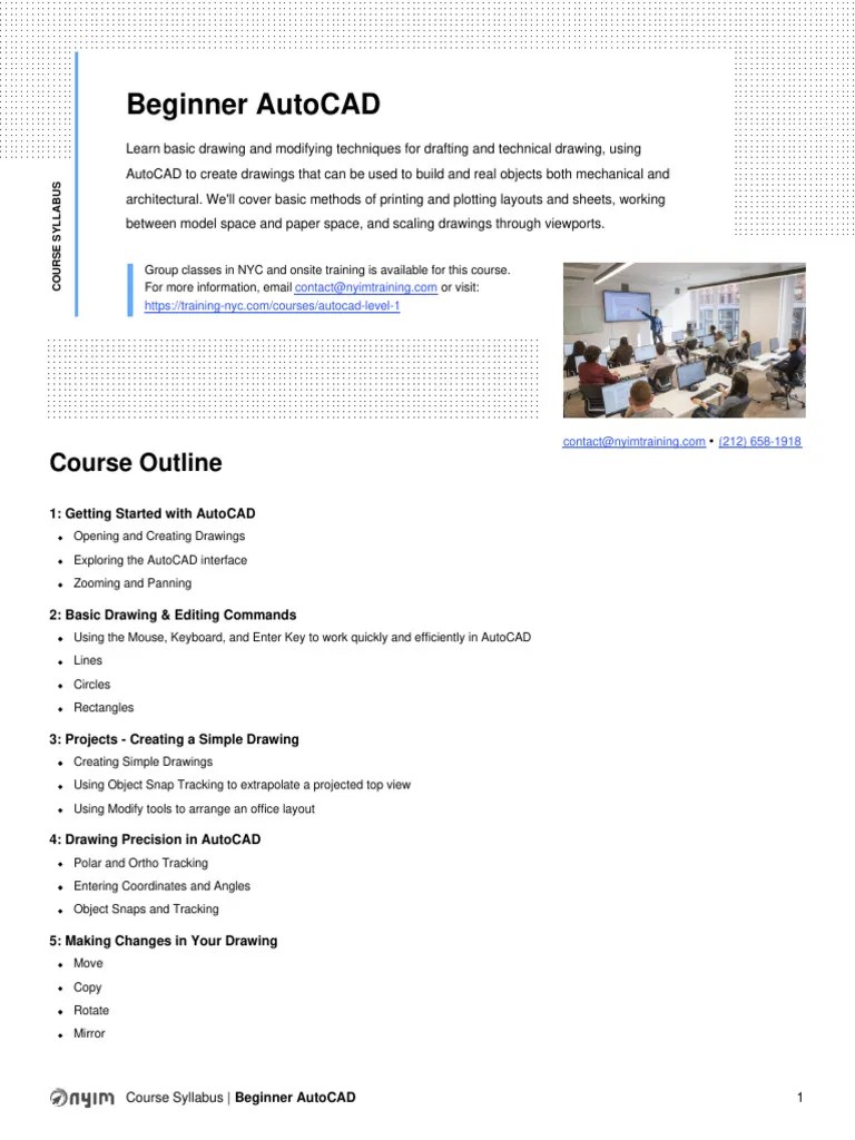 Beginner Autocad Syllabus | PDF | Technical Drawing | Auto Cad