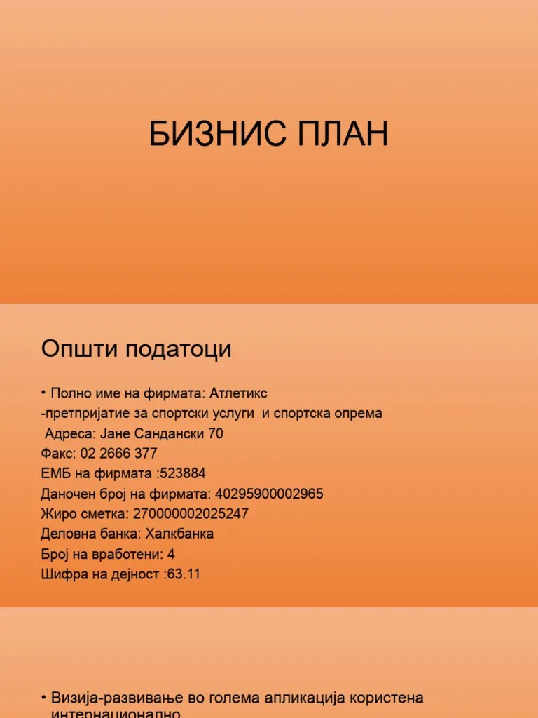 БИЗНИС ПЛАН - 1 | PDF