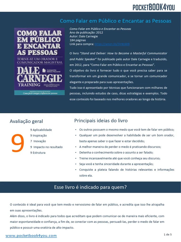 Como Falar Em Publico E Encantar As Pessoas - Dale Carnegie | PDF