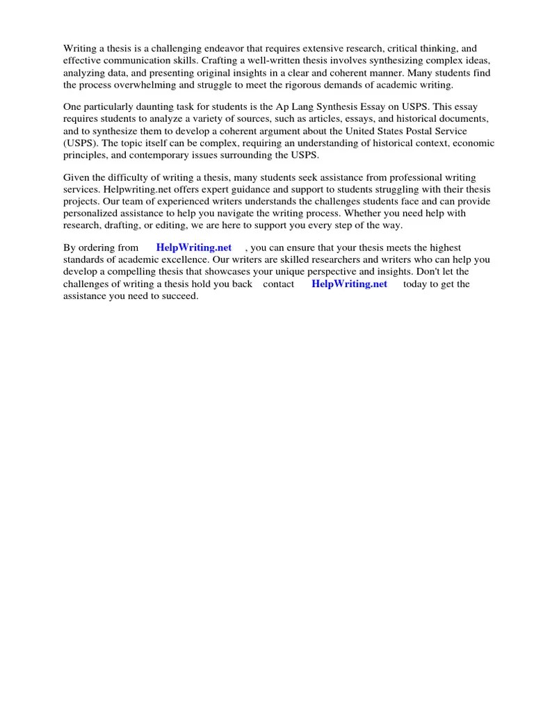 AP Lang Synthesis Essay Usps | PDF
