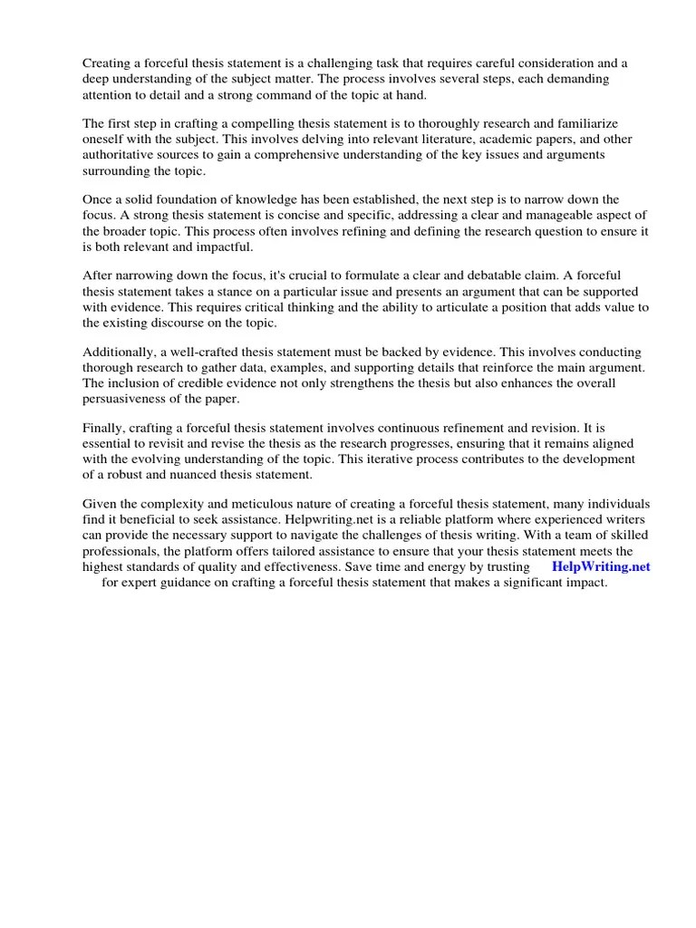 What Steps Should You Take To Create A Forceful Thesis Statement | PDF | Thesis | Essays
