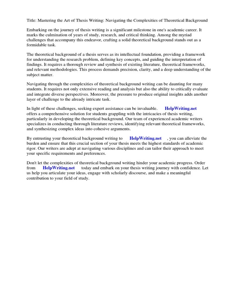 Theoretical Background Thesis Writing | PDF