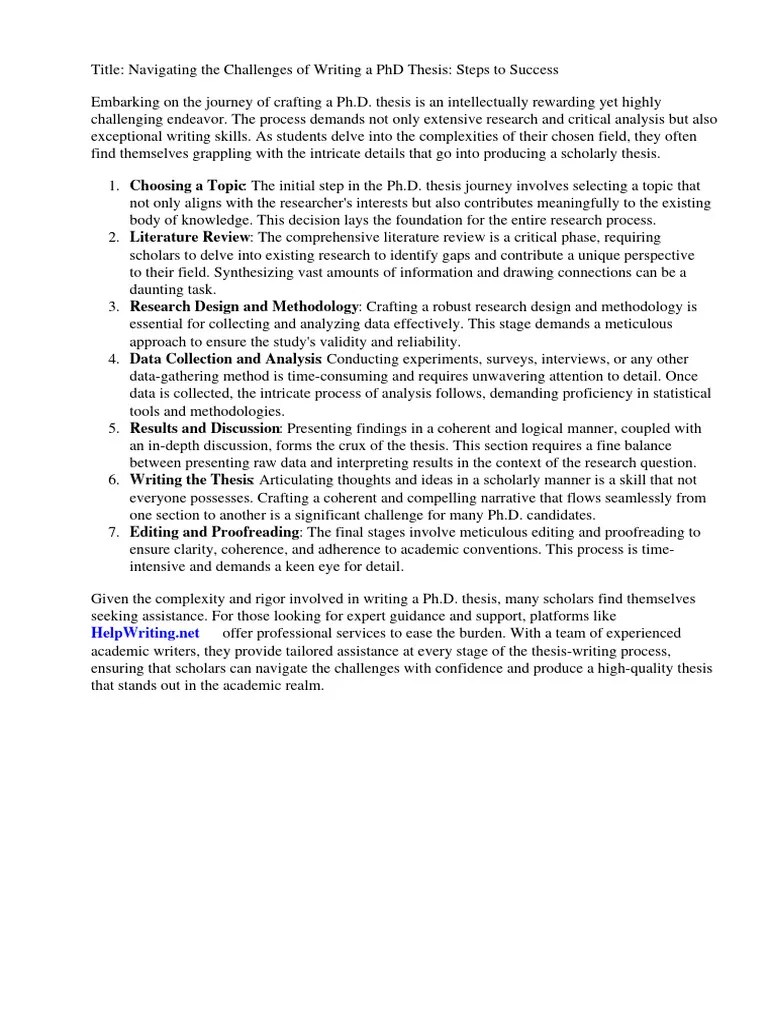 PHD Thesis Steps | PDF | Thesis | Methodology